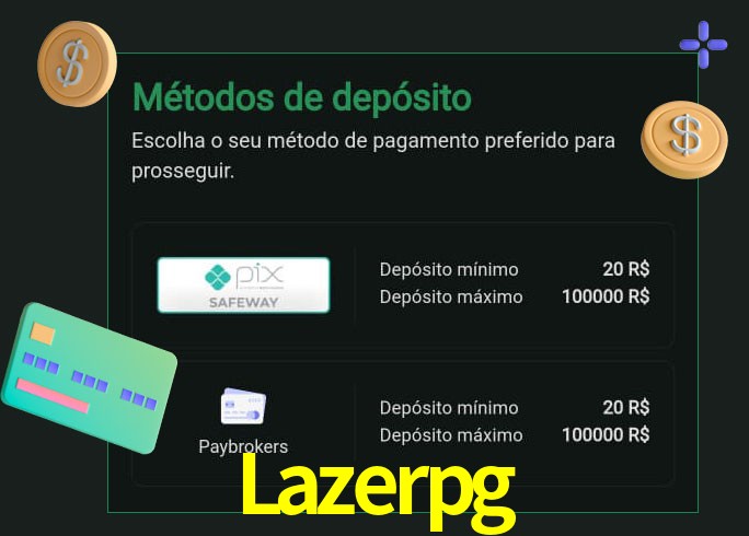 O cassino Lazerpg oferece uma grande variedade de métodos de pagamento